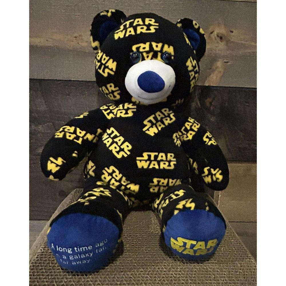 2015 Star Wars Logo Build A‎ Bear 16" Plush Black Yellow Bear